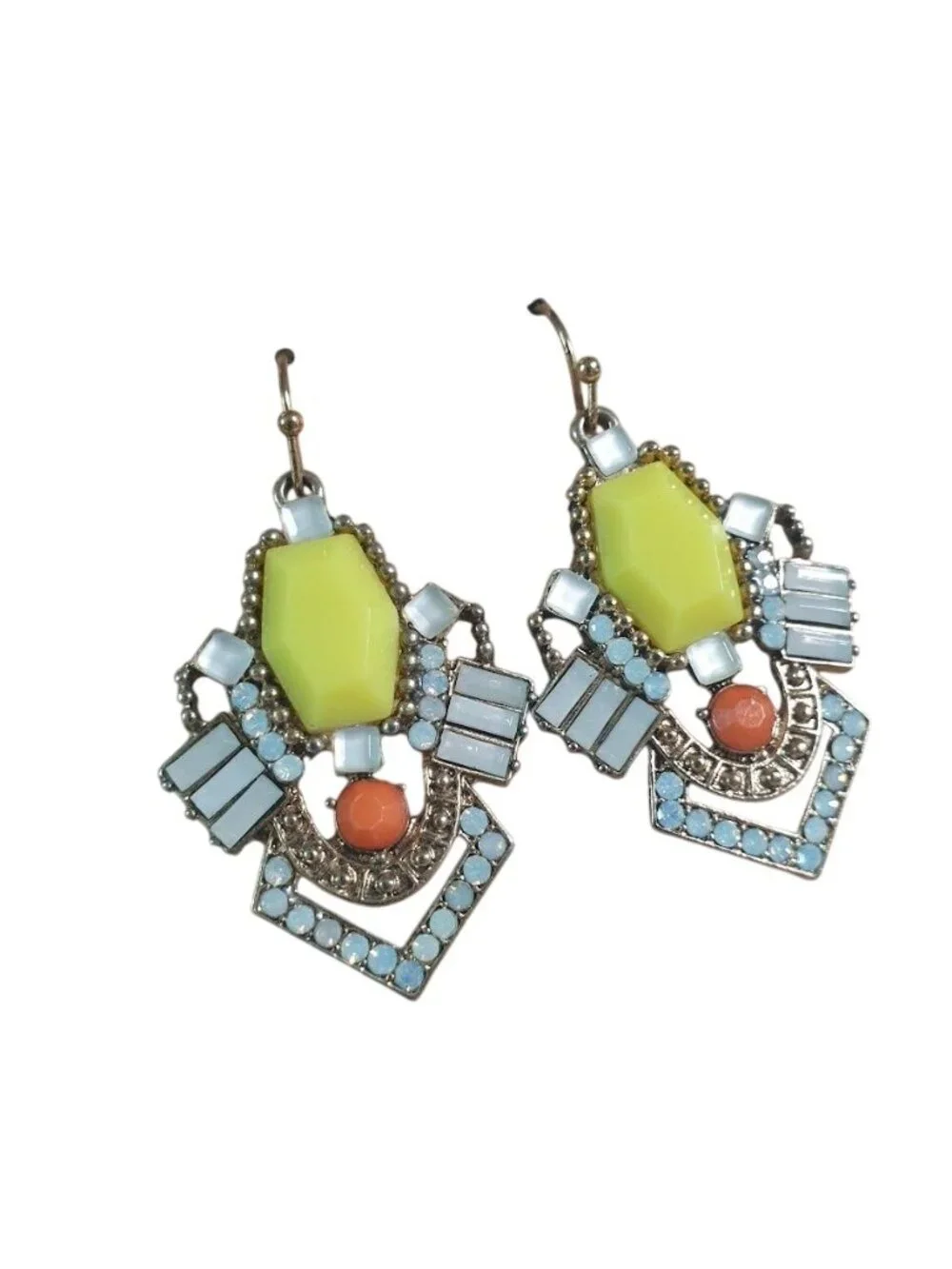 Dangle Earring Beaded Lightweight Fashion Jewelry Hook Back Yellow Orange White